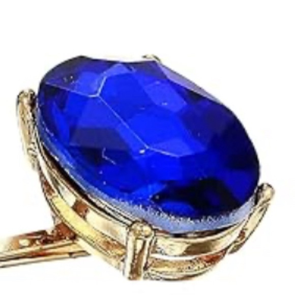 Steve Madden Aurora Boreale and Rhinestone Oval Teardrop Royal Blue Hairpins - Picture 4 of 5